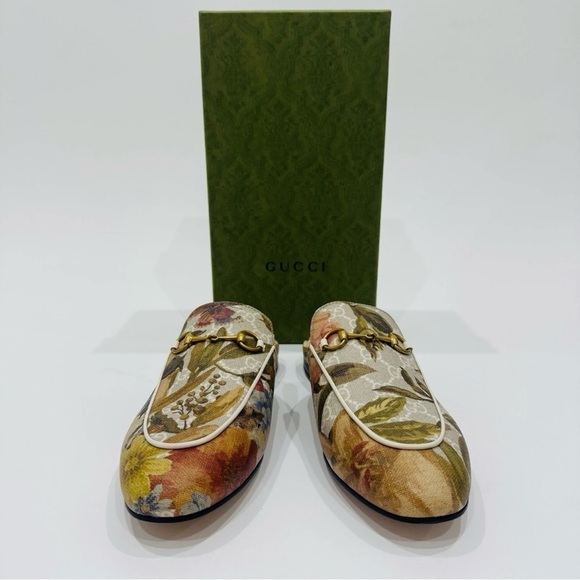 GUCCI Princetown GG Supreme H2O Floral Mules Slides Slipper Size 40.5 Beige NEW - Picture 3 of 16